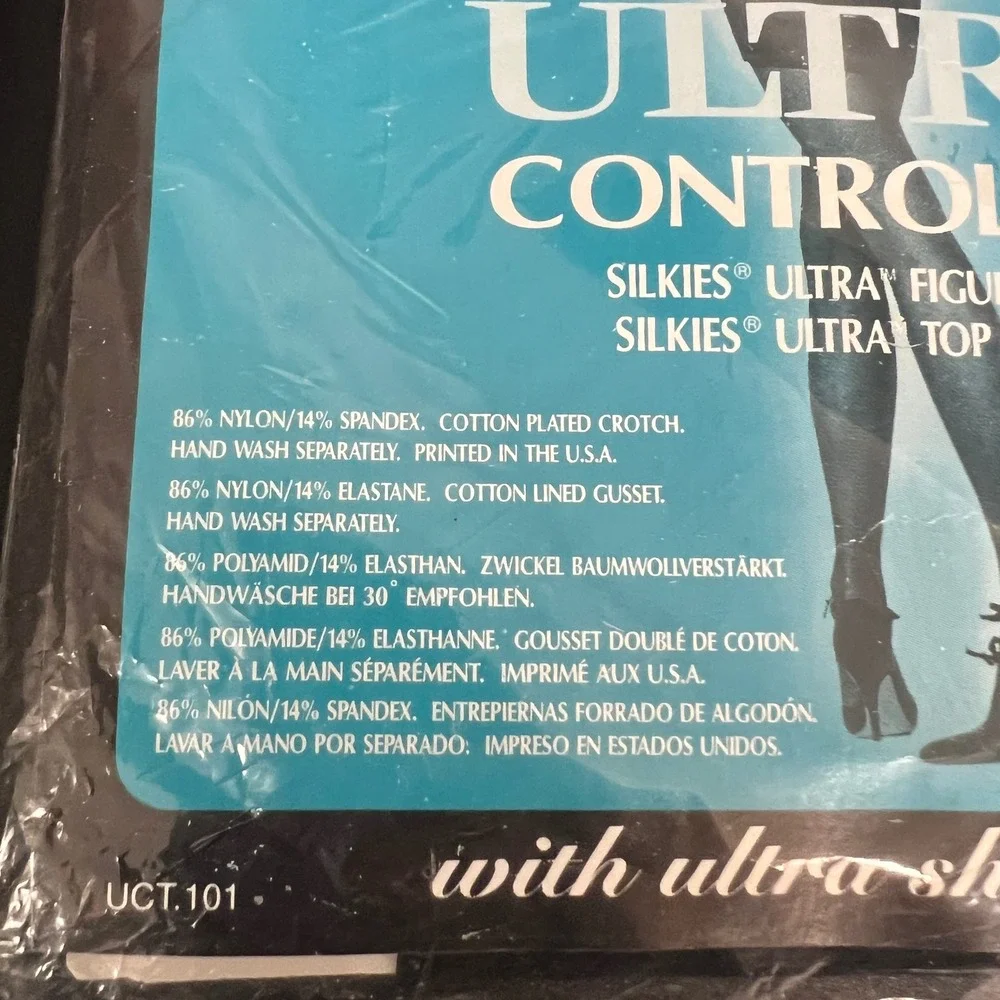 2 Pack Silkies Ultra Control Top Pantyhose Jet Black X-Large Sheer Leg